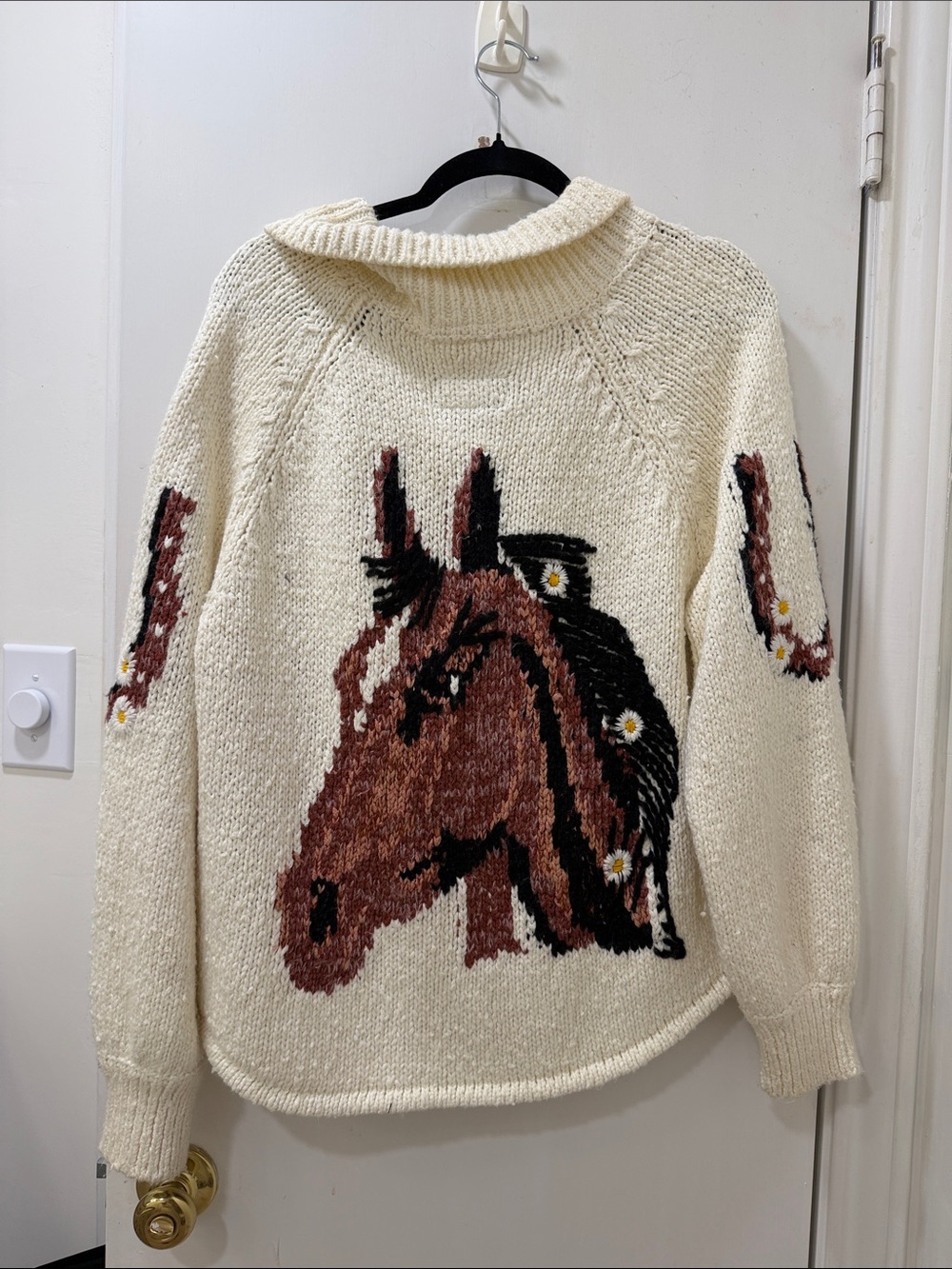 Anthropologie Cream Button-Front Teddy Knit Jacket
